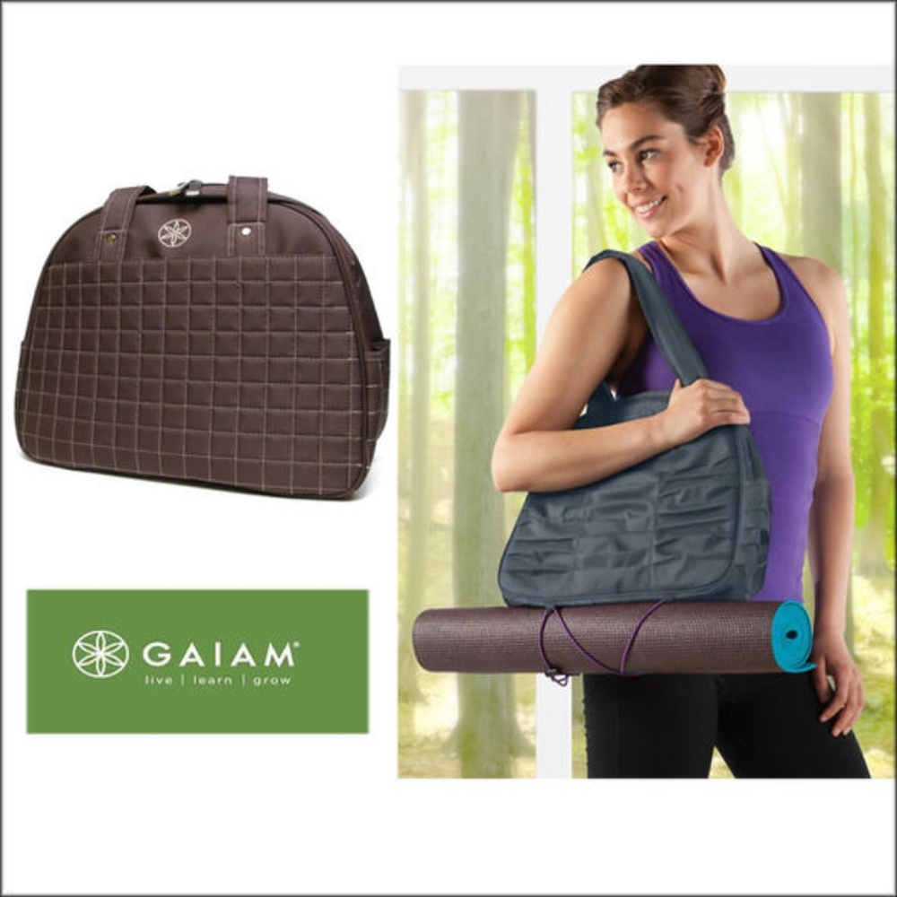 Gaiam Chai Metro Gym Bag Brown EUC Yoga